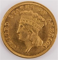Coin 1855 United States $3 Gold Coin  AU  Rare!