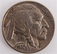 Coin 1937-D 3 Leg Buffalo Nickel in Very Fine Rare