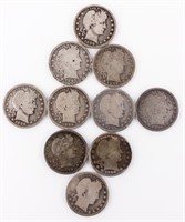 Coin 10 Barber Quarters 1890's