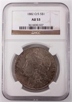 Coin 1882 O/S  Morgan Silver Dollar NGC AU53
