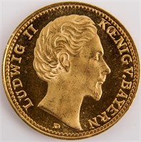 Coin 1887-D Germany 10 Marks Gold Prooflike