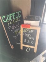 2 Coffee Signs & Stir Sticks