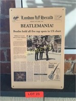 London Harold Beatle Mania Tin Sign - 1964