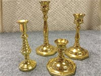 Four Solid Brass Candlesticks