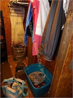Right side of closet, includes clothing, beach