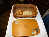 Longaberger sewing basket and contents