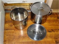 Stainless Stock Pots 9 1/2" high, one is 11 1/2"
