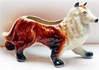 Vintage Collie Porcelain Planter