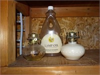 2 Kerosene lamps and lamp oil.  Lamps do not have