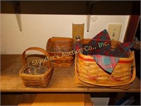 3 Longaberger baskets one with a pair of Jack