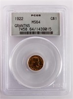 Coin 1922 Grants Gold $1 Commemorative PCGS MS64