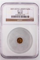 Coin 1859 California Gold NGC MS65 Rare