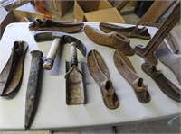 Antique Cobbler's Stand, Tools, & Large Spike
