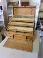 Beautiful Antique Oak Storage Box, Original Key