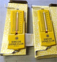 Pair of Metal Simcoe Lion's Thermometers, 7" L