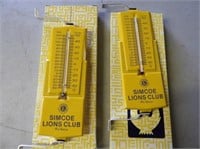 Pair of Metal Simcoe Lion's Thermometers, 7" L