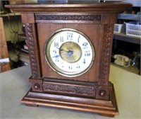 German Made Antique Wood Mantel Clock