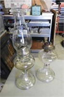 Pair of Matching Antique Oil Lamps with 1 Chimney