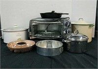 Toaster Oven, Crock Pot, Pots, & Cake Pans U
