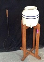 Vintage Water Pitcher w/ Stand & Rug Beater 12B