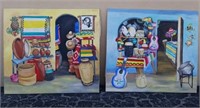2 XL Fiesta Style Canvas Paintings 12F