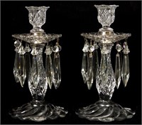 Pair of Vintage Pressed Glass Candle holders