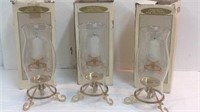 3 Brass Candle Stands W/ Globes 12D