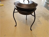 B- CAST IRON DUTCH OVEN WITH STAND