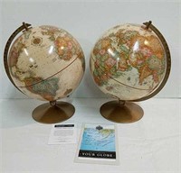 2 Beige Replogle Desk Top World Globes U10B