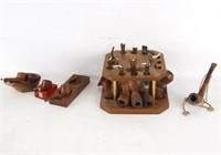Collection of Antique Pipes and stands