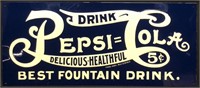 DRINK PEPSI COLA FOUNTAIN METAL SIGN