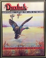 DUXBACK HUNTING CLOTHES METAL SIGN