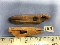 St. Laurence Island ivory artifacts: 2 arrowheads