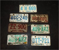 7 Assorted 60-70s Vintage Ohio License Plates Lot