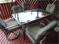 7 Piece Glass Patio Table with Cushions