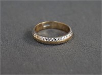 10k White and Yellow Gold Textured Band / Ring