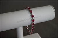 Sterling Silver Tennis Bracelet with Rubies & CZ's