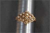 10k Gold CZ Diamond Cluster Dinner Ring