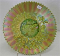 Peacocks 9" plate w/ribbed back - green