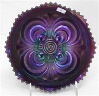 Scroll Embossed deep round bowl - purple