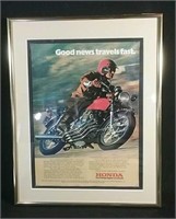 Authentic 1975 Honda CB-400F Framed Ad