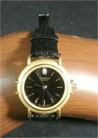 Ladies Caravelle Watch with Black Leather Band
