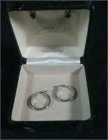 Small 10k White gold hoops - Estate Jewellery