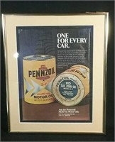 Authentic 1975 Penzoil Framed Advertisement