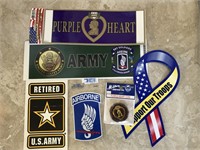 Purple Heart Coin and Military Stickers
