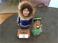(2) Figures Hand crafted Inuit +