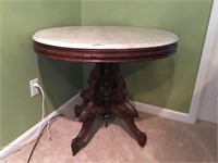 Victorian Walnut marble top parlor table