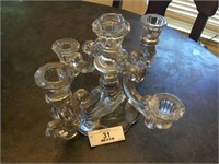Heavy pressed glass moveable candle holders