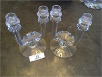 Pair of heavy pressed glass candleholders
