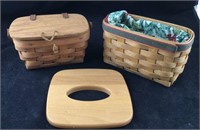 Two Small Longaberger Baskets Plus Extra Lid